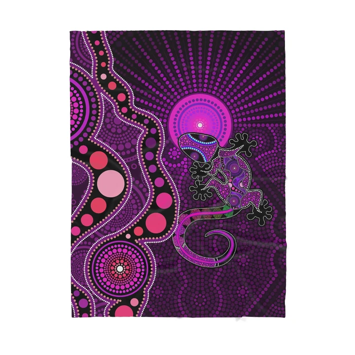 Australian Aboriginal Purple Lizard and Sun Sherpa Blanket HC