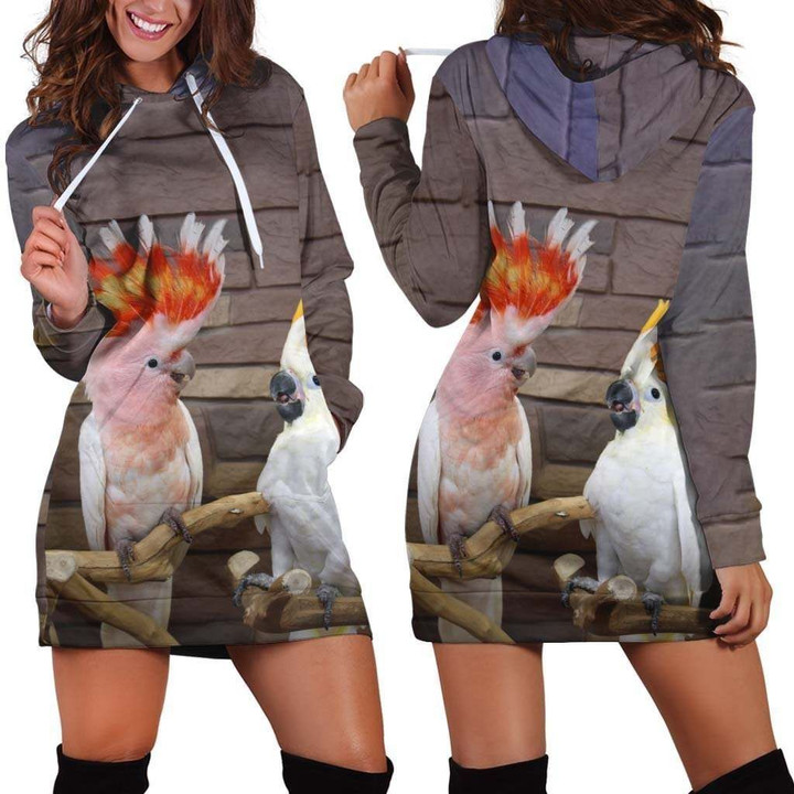 All Over Printed Parrots Hoodie Dress