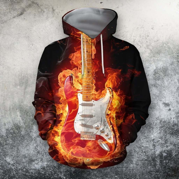 3D All Over Print Fire Guitar Shirts