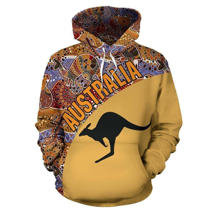 Australia Hoodie Aboriginal Wave Kangaroo