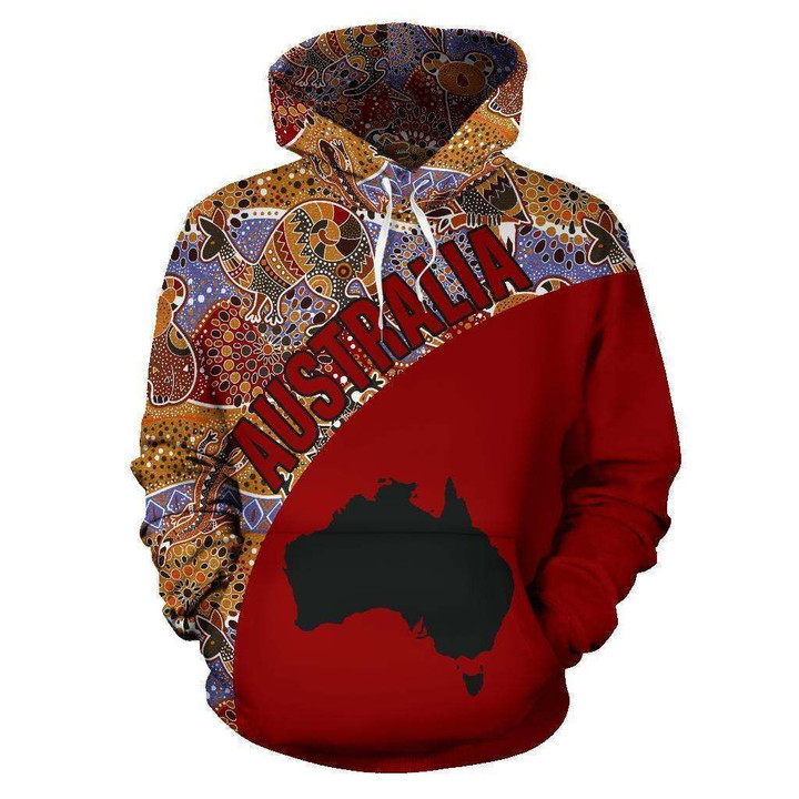 Australia Hoodie Aboriginal Kangaroo Red