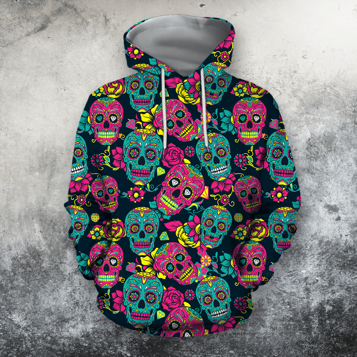 3D All Over Print Colorful Skull Shirts