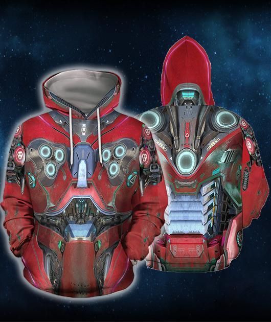 3D All Over Print Starcraft Marine Armor Red Hoodie