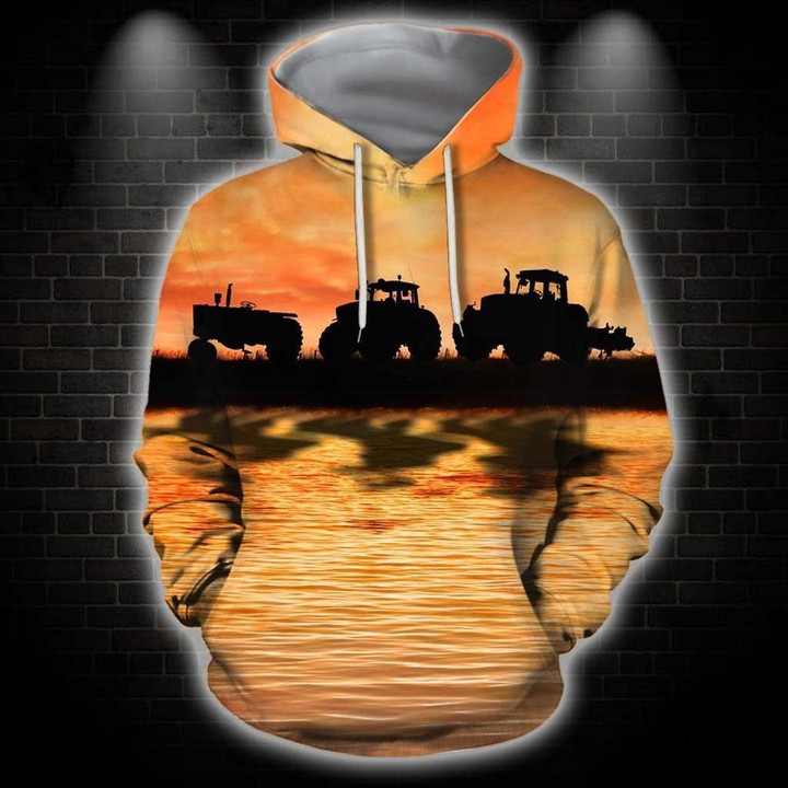 Sunset And Tractor Hoodie