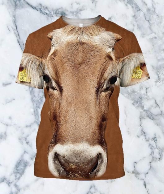3D All Over Printed Cow Shirt