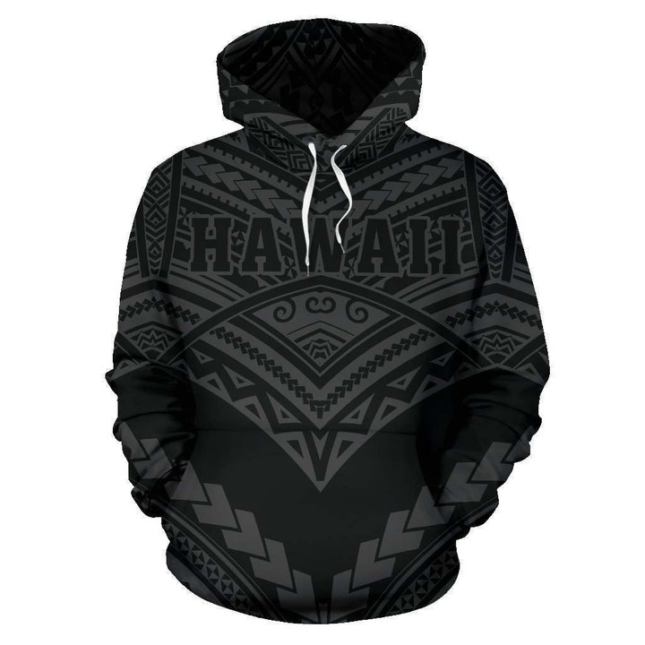 Hawaii Polynesian Tribal Hoodie - New Warrior Style Gray Color - AH J1