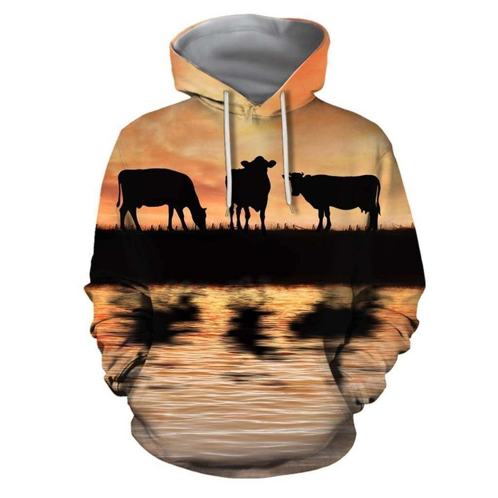 Sunset and Cow Hoodie