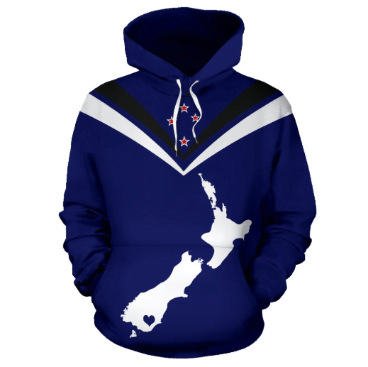 New Zealand Map All Over Print Hoodie JT6