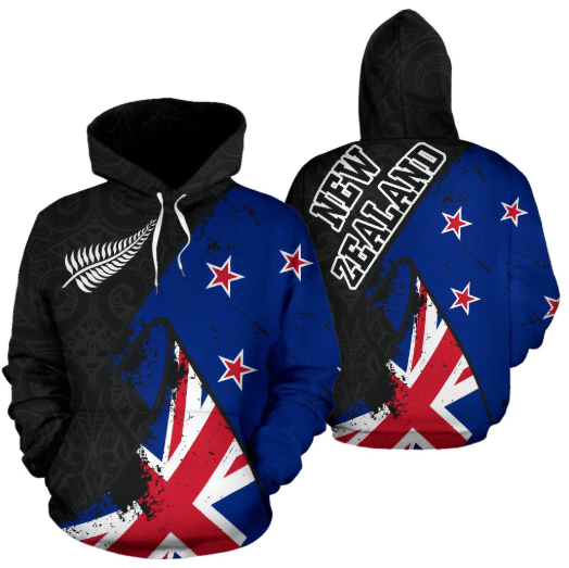 New Zealand Special Grunge Flag Pullover Hoodie A02
