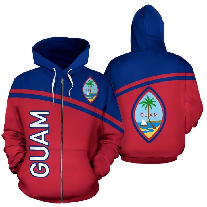 Guam All Over Zip-Up Hoodie - Polynesian Curve Version - BN04