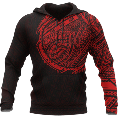 Maori Style Tattoo Pullover Hoodie - Red A7