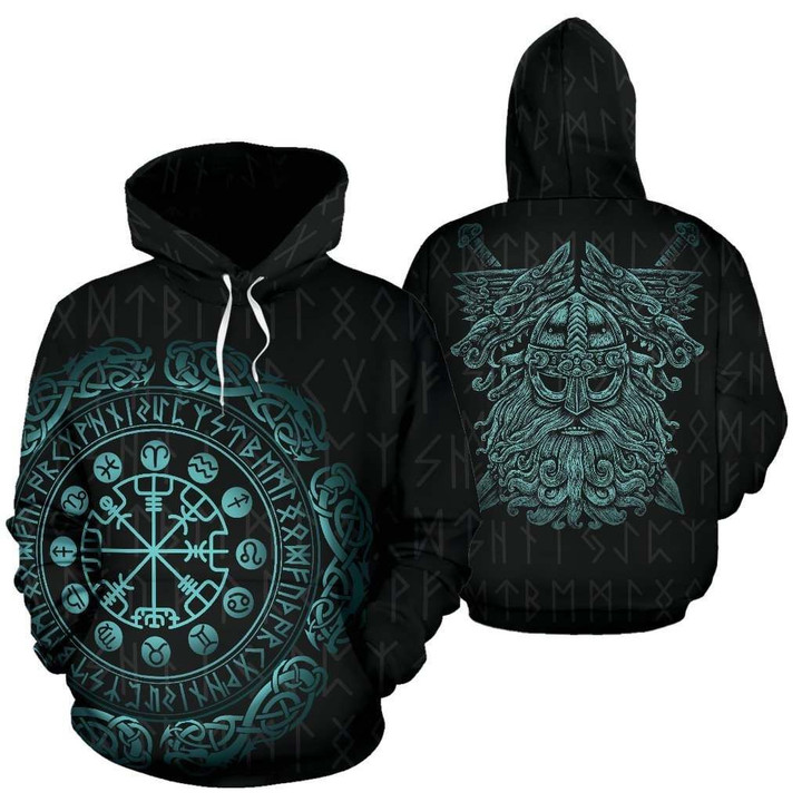 Viking Hoodie - Mighty Odin And The Compass Of Element Hoodie TH7