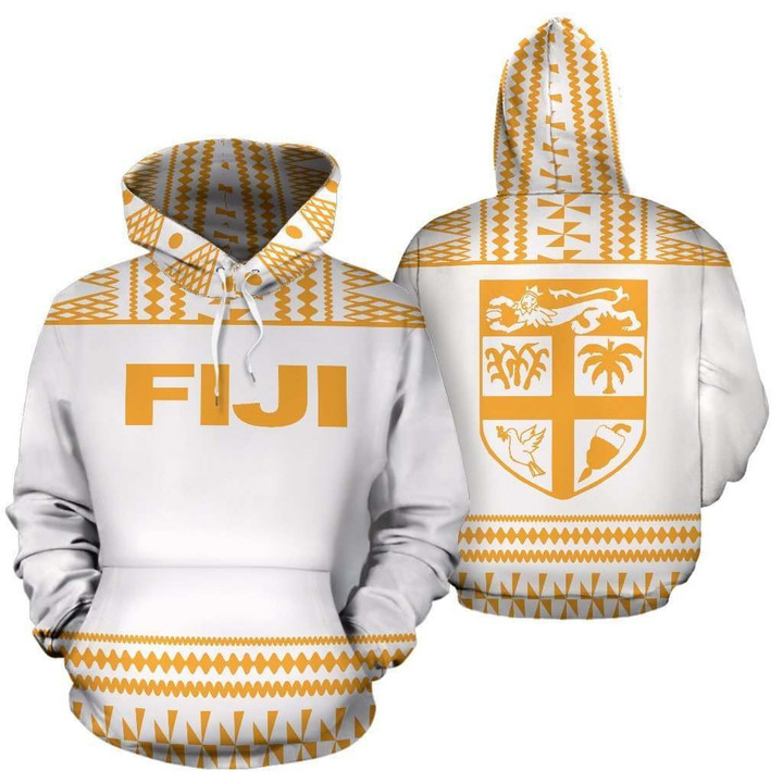 Fiji All Over Zip-Up Hoodie - Polynesian White Version - BN09