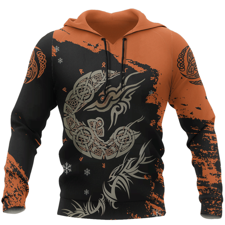 Viking Fenrir Wolf On Fire Pullover