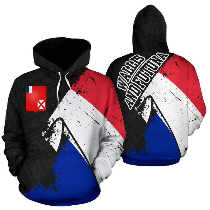 Wallis and Futuna Special Grunge Flag Pullover Hoodie A02