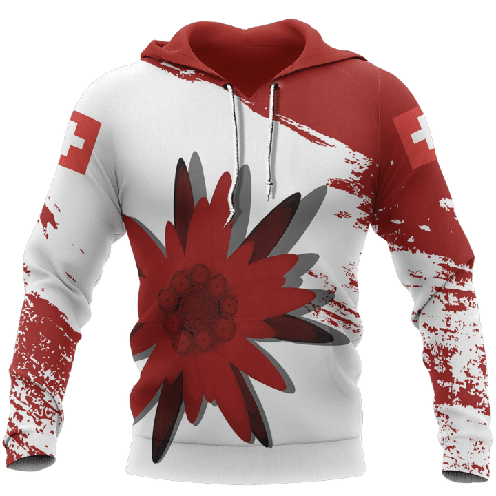 Switzerland - Red Edelweiss Pullover Hoodie A0
