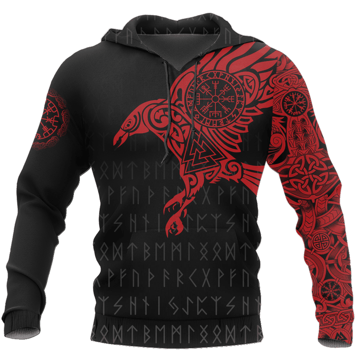 Vikings - The Raven of Odin Tattoo Red Hoodie