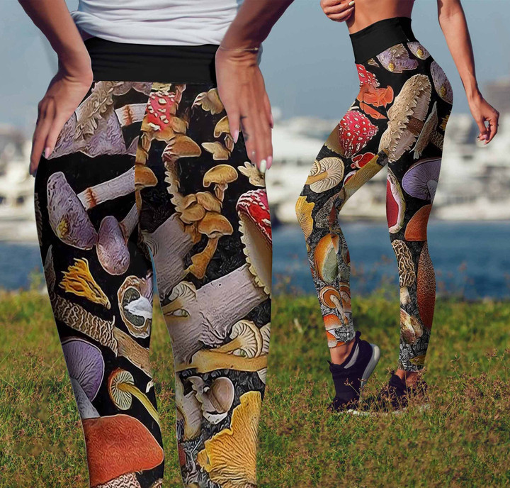 3D all over Mushroom collection Leggings Waisband Hight HD429