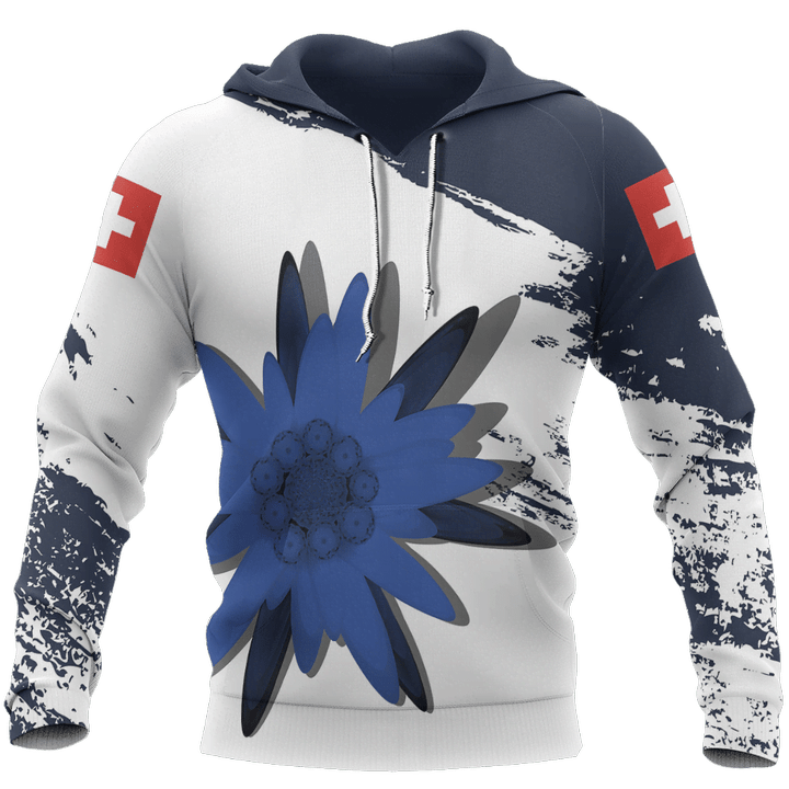 Switzerland - Blue Edelweiss Pullover Hoodie NNK4