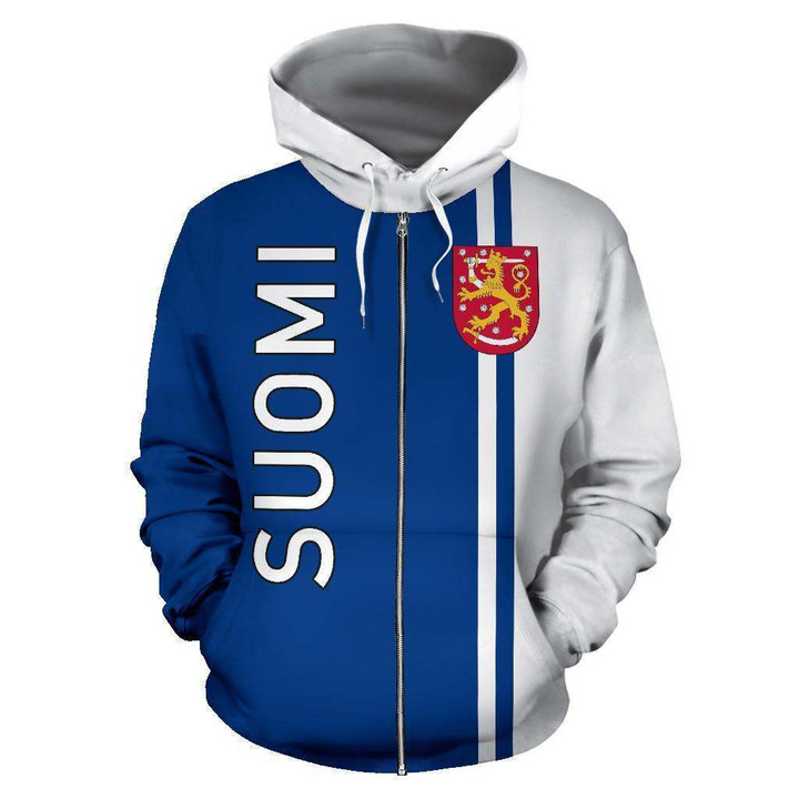 Finland All Over Zip-Up Hoodie - Straight Version NVD1253