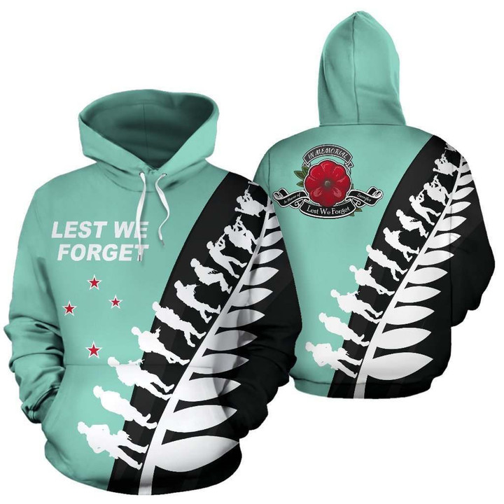 Lest We Forget - New Zealand Hoodie Mint K5
