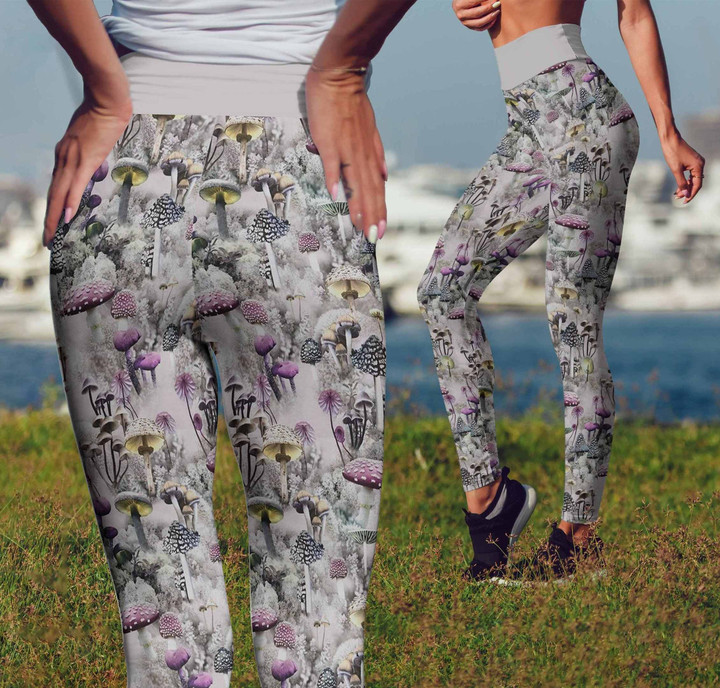 3D All Over Print Mushrooms and Winter Legging Waisband Hight HD512