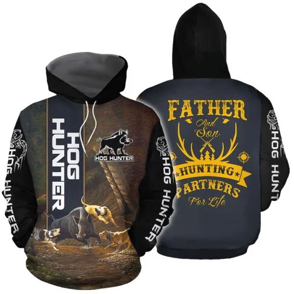 PL418 HOG HUNTER FATHER SON HUNTING PARNTERS 3D ALL OVER PRINTED SHIRTS