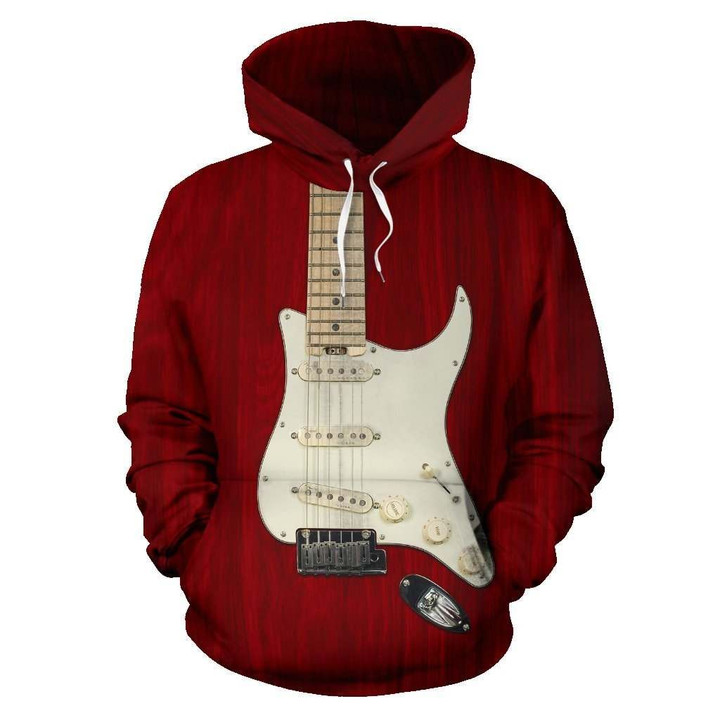 Red and white guitar 3D printed music hoodie HG11073