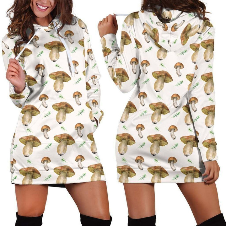All Over Printing Mushroom Hoodie Dress NNK