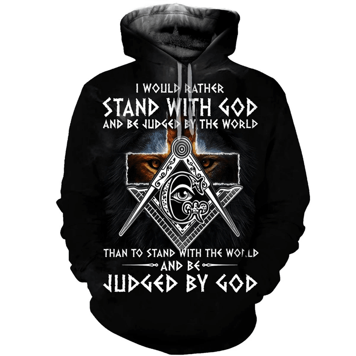 3D All Over Print  Would Rather Stand with God Hoodie