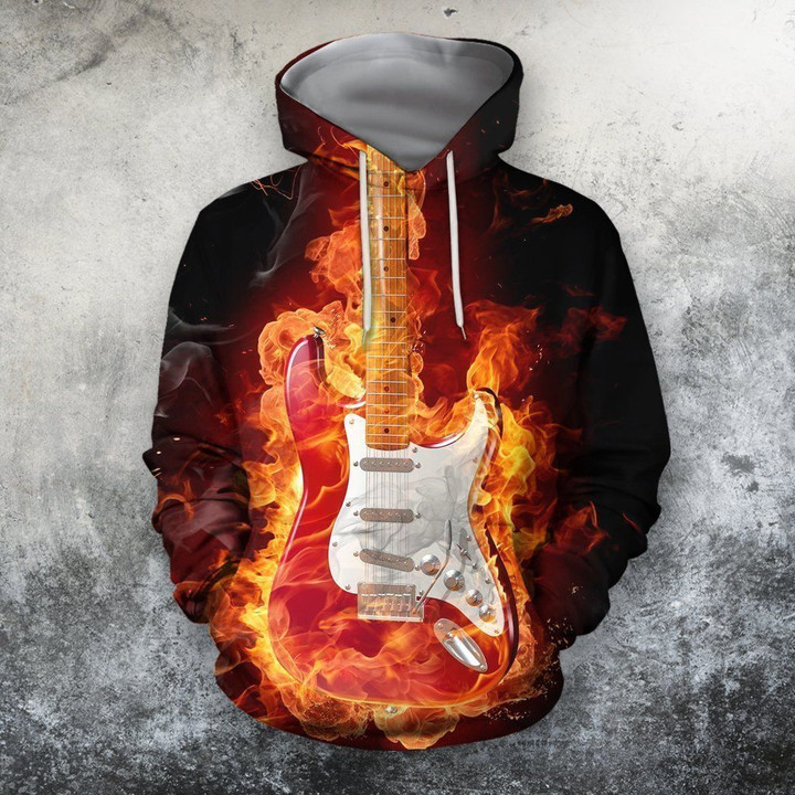 3D All Over Print Fire Guitar Shirts HG