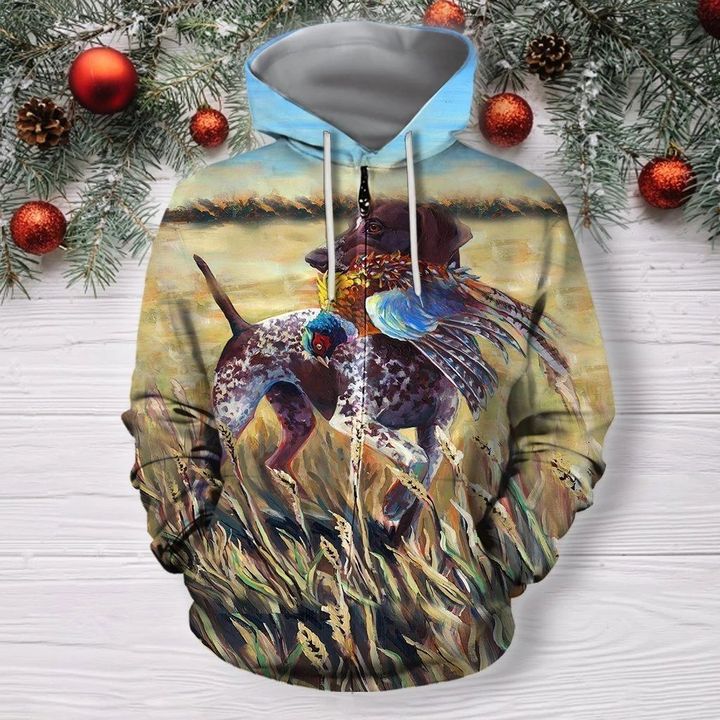 3D All Over Print Hunting Dog Pheasant Shirts Hoodie-Apparel-MP-Zipped Hoodie-S-Vibe Cosy™