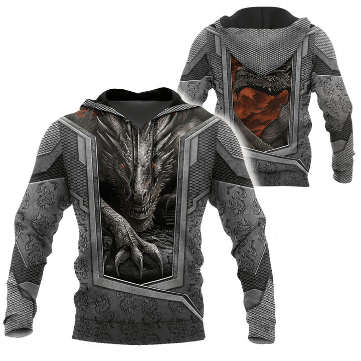3D Tattoo and Dungeon Dragon Hoodie HAC27125-Apparel-NM-Hoodie-S-Vibe Cosy™