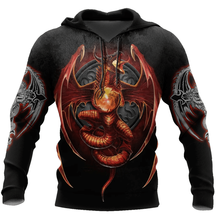 3D Armor Tattoo and Dungeon Dragon Hoodie HAC140102-Apparel-NM-Hoodie-S-Vibe Cosy™