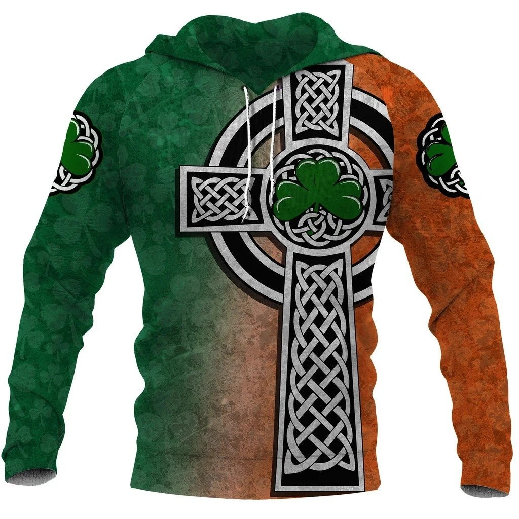 Irish Saint Patrick's Day Shamrock Celtic Cross Hoodie T-Shirt Sweatshirt-Apparel-NM-Hoodie-S-Vibe Cosy™