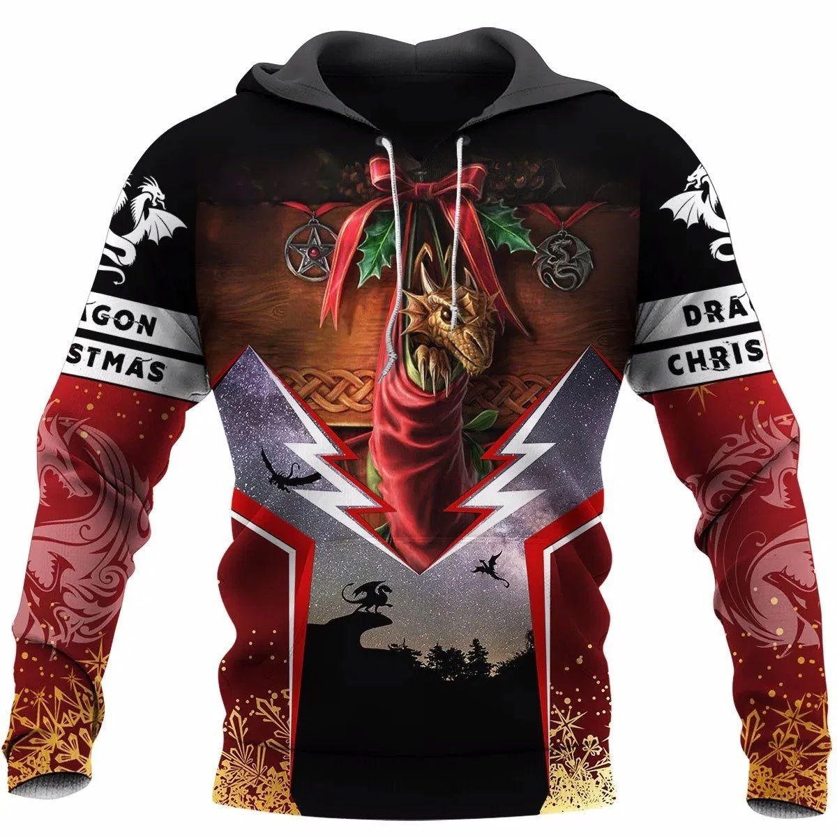 3D Tattoo and Dungeon Dragon Hoodie NM050967-Apparel-NM-Hoodie-S-Vibe Cosy™
