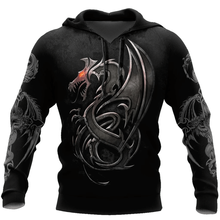 3D Armor Tattoo and Dungeon Dragon Hoodie HAC130102 - Amaze Style™-Apparel