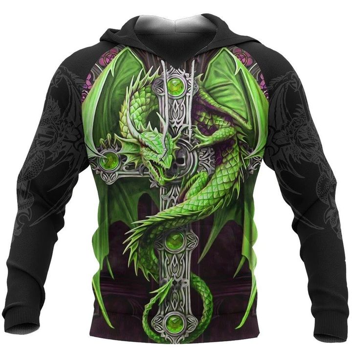 Irish Saint Patrick's Day Shamrock Celtic Cross Dragon Hoodie T-Shirt Sweatshirt-Apparel-NM-Hoodie-S-Vibe Cosy™