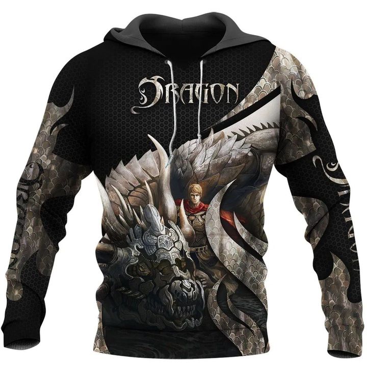 3D Tattoo and Dungeon Dragon Hoodie T Shirt For Men and Women NM050962-Apparel-NM-Hoodie-S-Vibe Cosy™