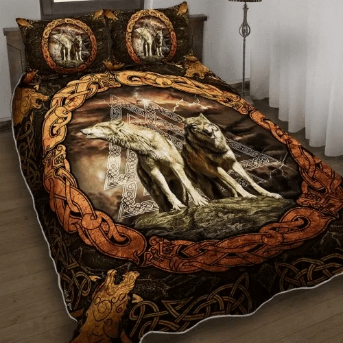Viking Wolf Norse mythology Nordic Tattoo Quilt Bed Set #V