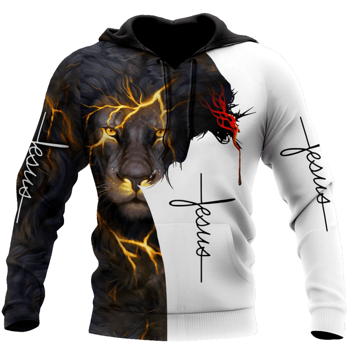 Premium Christian Jesus Blessed Dad Present Lion 3D All Over Printed Unisex Shirts