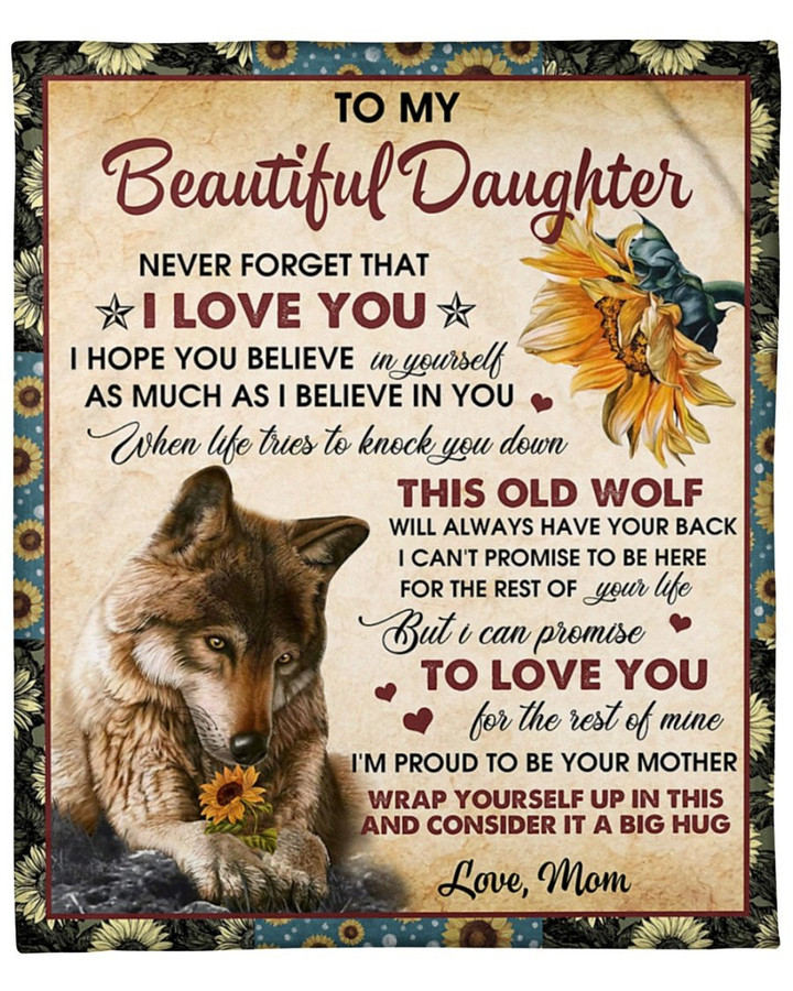 To My Daughter From Mom - Wolf - Premium Blanket