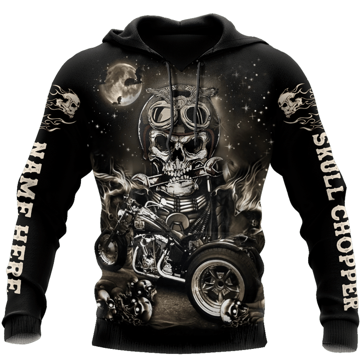 Customize Name Motorcycle Racing 3D All Over Printed Unisex Shirts Skull Chopper