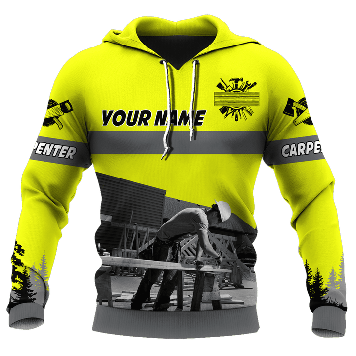 Personalized Name Carpenter 3D All Over Printed Unisex Shirts Yellow