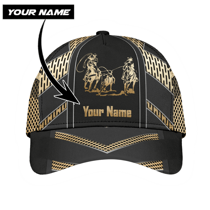 Personalized Name Bull Riding Classic Cap Team Roping Golden