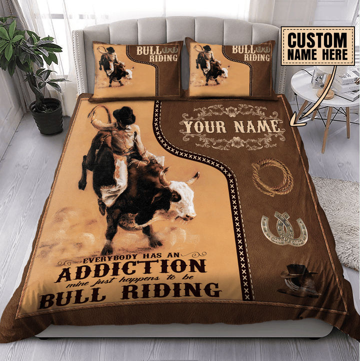 Personalized Name Bull Riding Rope Bedding Set To Be Bull Riding