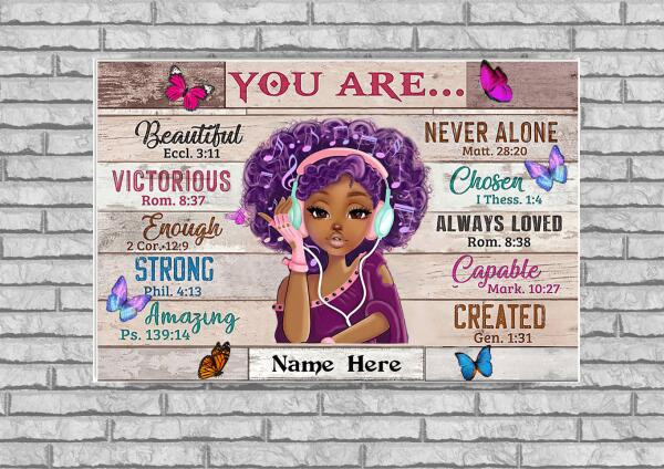 Customize Black Girl You Are Beautiful Black Teenage Canvas, Best Gift For Black Women