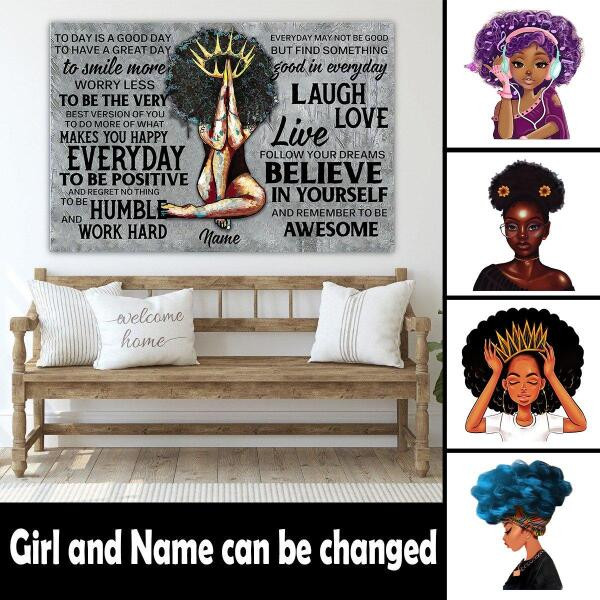 Black Queen - Makes You Happy Everyday Personalized Canvas, Best Gift For Black Women