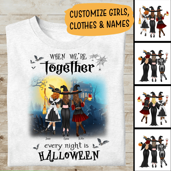 When We’re Together, Every Night Is Halloween Personalized T-Shirt, Mug, Blanket, Poster, Canvas Throw Pillow, Best Gifts For Friends And Halloween Occasion