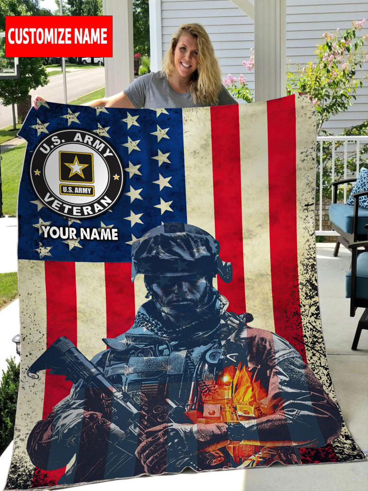Custom Blanket For United States Army Veteran 3D All Over Printed